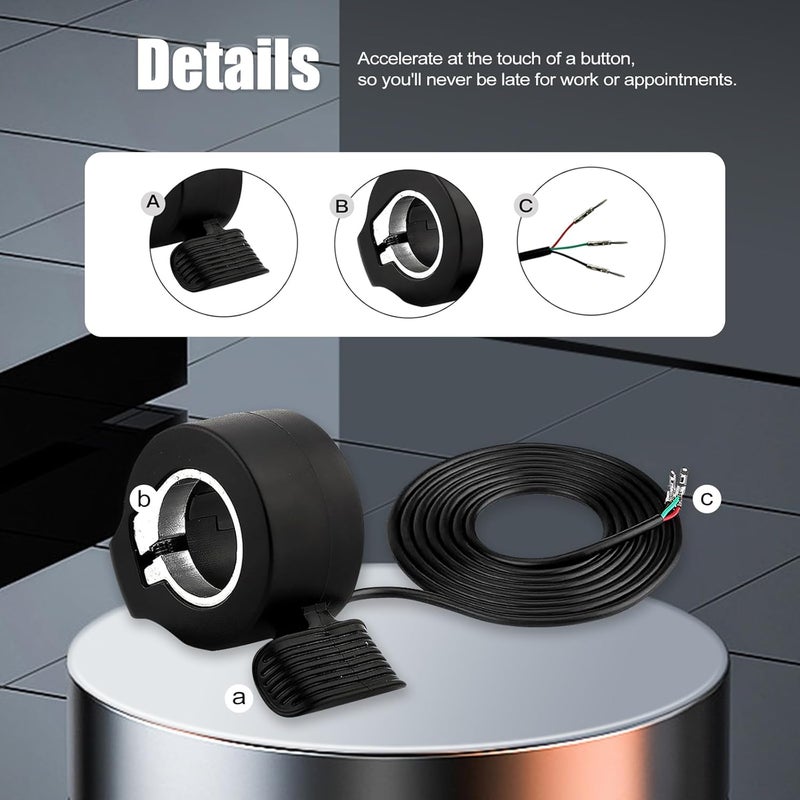 Honsen Thumb Throttle Ebike: Electric Scooter Throttle, Ebike Throttle, 7/8inch (22mm) Thumb Throttle Speed Control, 12V-72V Universal Controller for E-Bike Electric Scooters - Image 4
